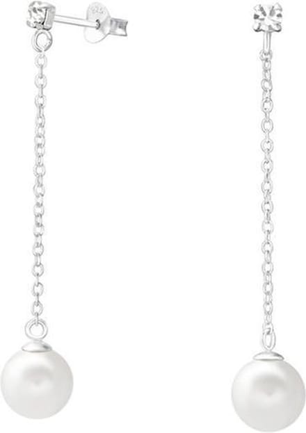 Montebello Oorbellen Carly - 925 Zilver E-Coating - Parel - 8x44mm