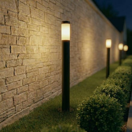 Lindby Statius tuinpadverlichting, antraciet/opaal, ijzer, 100 cm