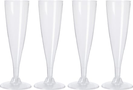EH Prosecco/champagneglazen - 4x - transparant - kunststof - 130 ml - herbruikbaar