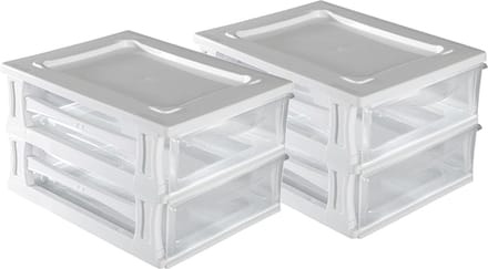 Hega Hogar Ladeblokje/bureau organizer 2x lade - wit/transparant - L26 x B35 x H20 cm - kunststof