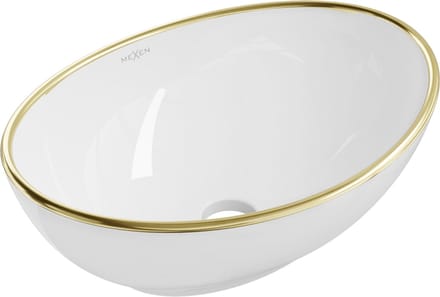 Mexen Elza opbouw wastafel 40 x 33 cm, wit/gouden rand - 21014005