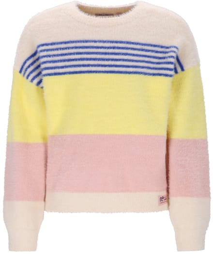 NONO - Kendra Fluffy Striped Sweater pearled ivory - Pearled Ivory - Maat 104