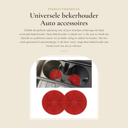 Dailygoods- Bekerhouder Universeel - Bekerhouder Auto - Antislip - PVC - 2 Stuks - Geometrisch Spindesign - Schokbestendig - Bekermat