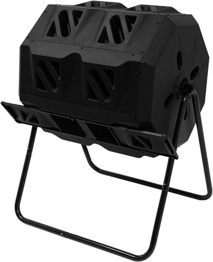 Trommelcompostbak - Composteerbak Tuincompostbak - Tuinafval Verwerken - Dubbele Kamer - 160 liter - Zwart