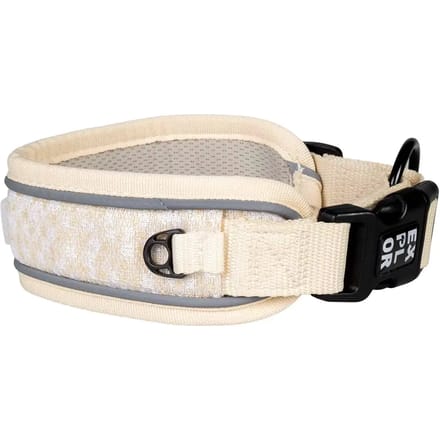 duvoplus EXPLOR Ultimate Fit Control Halsband Hond - Brede Halsband met Drukverdeling - Reflecterend - Maat L 45-51cm - Antique White