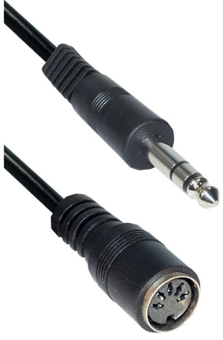 DIN 5-pins (v) - 6,35mm Jack (m) audio adapter / zwart - 0,20 meter