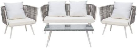 RAGUSA - Loungeset voor 4 - Gebroken wit - PE rotan