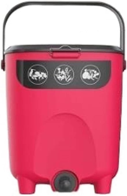 Compostbak Starterset - Keuken Composter - Voedsel Resten Verwerken - Inclusief Compost Starter - 10 Liter Capaciteit - Wit Rood