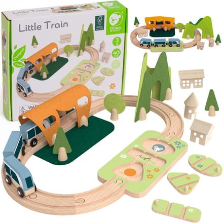 Classic World houten treinbaan speelset - 40-delig - educatief speelgoed.