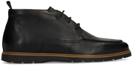 Manfield - Heren - Zwarte leren veterschoenen - Maat 43