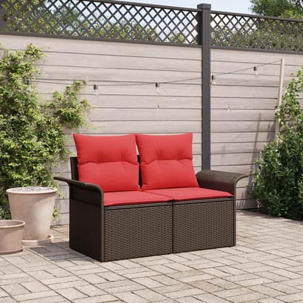 vidaXL - Tuin - Sofa - 2-Aantal - zitplaatsen - poly - rattan