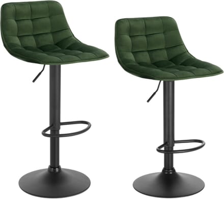 Bolt Edge Barkrukken - Velvet - Groen - Set van 2 - Verstelbaar - Zithoogte 60-82cm