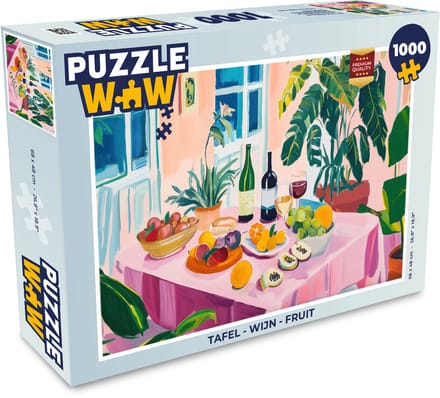 Puzzel Tafel - Wijn - Fruit - Legpuzzel - Puzzel 1000 stukjes volwassenen