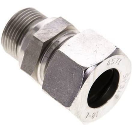 18L & M22x1.5 RVS Rechte Snijringkoppeling Buitendraad 315bar FKM ISO 8434-1