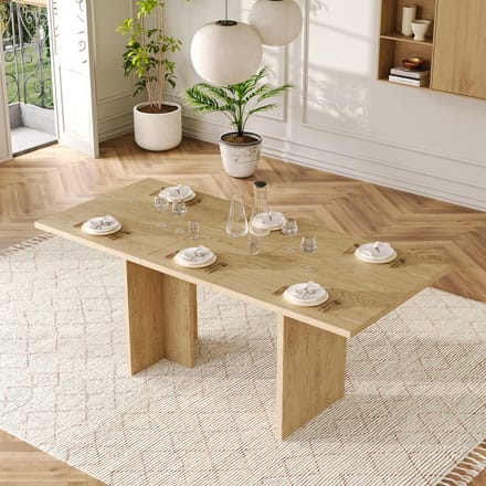 MODFU Uitschuifbare Eettafel - Rechthoekig - Modern - MDF - Eikenkleur - 140-180 x 80 cm