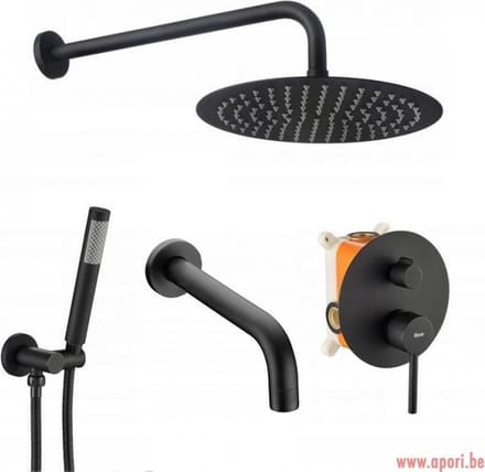 Rea Lungo Regendouche Inbouw Zwart 36,5cm