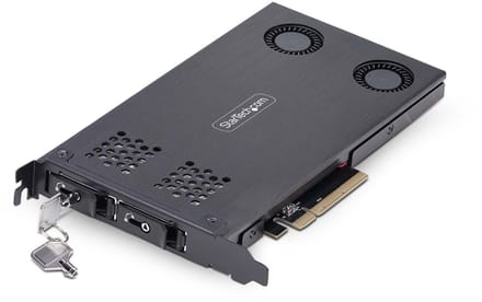 StarTech.com Dual-Bay M.2 NVMe SSD Removable Mobile Rack for PCIe x8 Slot - interface adapter - M.2 NVMe Card / PCIe (NVMe) - PCIe 4.0 x8