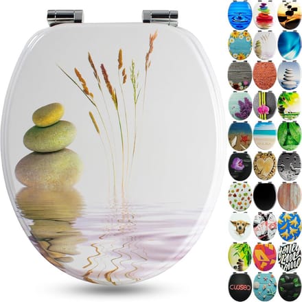 Comfortabele WC-bril met Houten Kern en Softclose - Diverse Kleurrijke Motieven