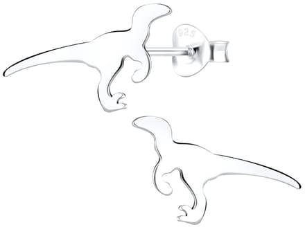 Joy|S - Zilveren dinosaurus oorbellen - 15 mm x 9 mm
