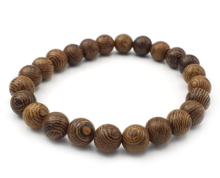 Elastische kralenarmband met 8mm houten kralen unisex 18 cm