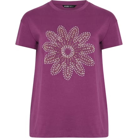 Yours Paars Tshirt Met Kralen En Madeliefjes Size 42