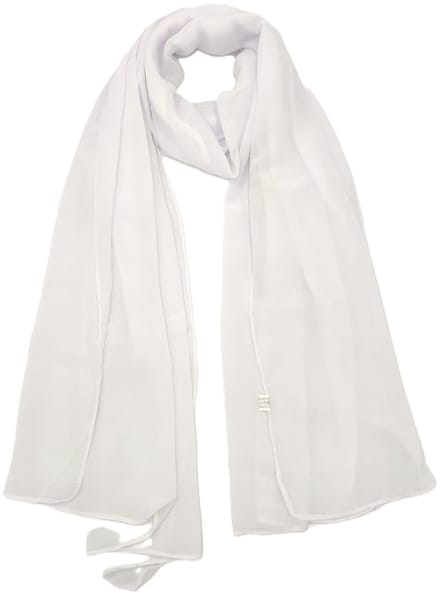 Lange dames sjaal Ditte-effen wit-omslagdoek-stola