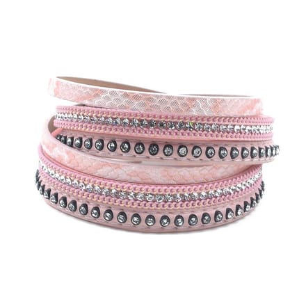Montebello Armband Bartsia Pink - PU Leer - Wikkel - 19cm