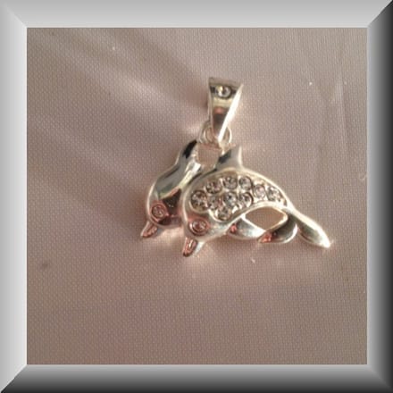 Hetty'S - Dolfijn- collier zilver -met 2 dolfijnen - Zirconia's -