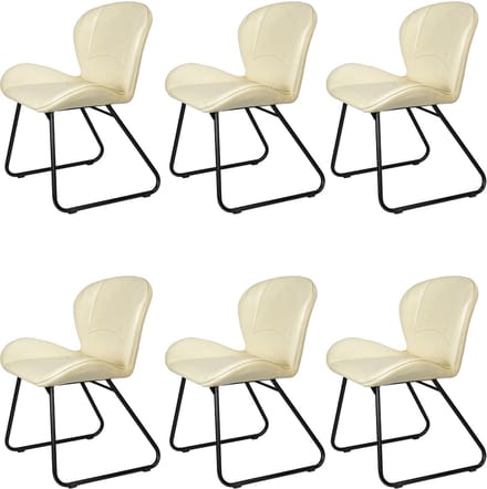 Moderne eetkamerstoelen van beige echt leer – comfortabele vergader- & bezoekersstoelen