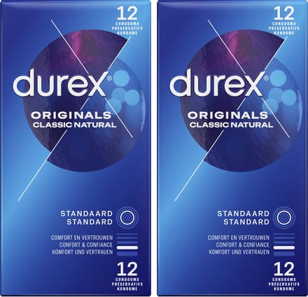 Durex Condooms Classic Natural - Comfort en Vertrouwen - Met Extra Glijmiddel - 12st x2