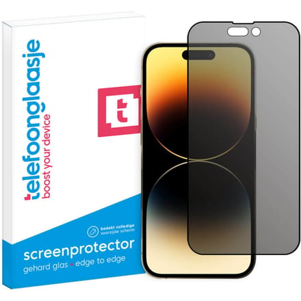 iPhone 14 Pro Privacy screenprotector gehard glas Edge to Edge