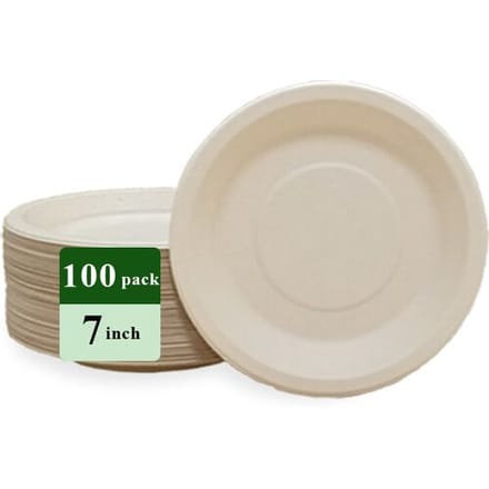 Rui bamboo wegwerpborden van bamboevezel, 7 inch, 100 stuks