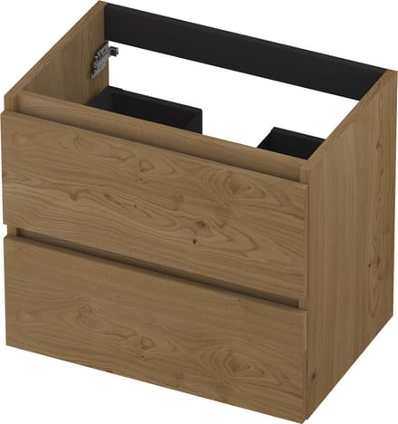 INK® wastafelonderkast 2 laden greeploos fineer eiken 60x52x40cm, natur