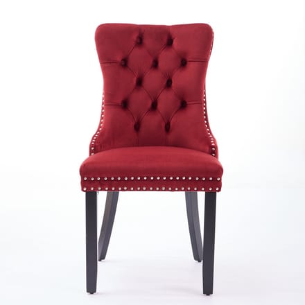 Bordeaux-Fluweel-Tweepersoons-Eetkamerstoel-Rubberhout-Frame-Woonkamer