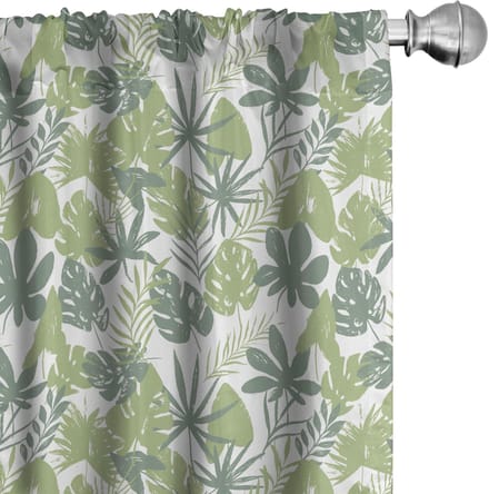 ABAKUHAUS – Voorhang-Set 2x75x225 cm – Mikrofaser – Pistachio Groen Wit