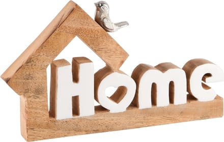 Dekoratief | Deco 'Home', naturel/wit, hout, 25x3x15cm | A248354