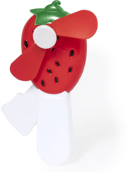Mini ventilator/handventilator Manhattan - aardbei - 7 x 13 x 3 cm -verkoeling in zomer