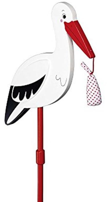 Ooievaar met doek - Babydrager speelgoed - Kinderspel - Houten constructie - 77 cm - Rood