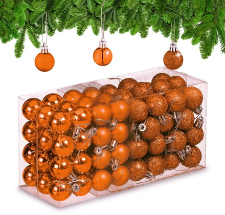 kerstballen set van 96 - plastic - 3 cm - mat - glanzend - glitters - oranje
