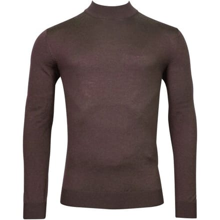 Thomas Maine Trui Uni Color Turtleneck Single Knit Merino Bruin / male