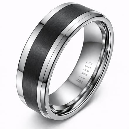 Wolfraam heren ring Geborsteld Zwarte Streep 8mm-20mm