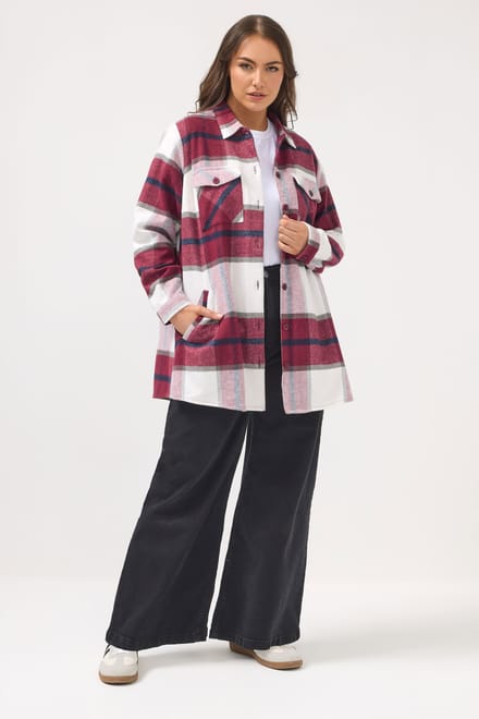 Yours Rode En Witte Geruite Shacket Size 54-56