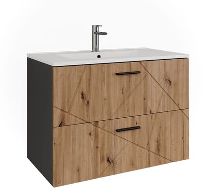 Vicco Badkamermeubelset Irma, Antraciet/Goudkleurig Eiken, 2-delig