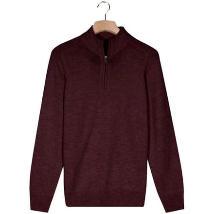 Baileys Trui Half Zip Single Knit Lamswol Dark Mauve / male