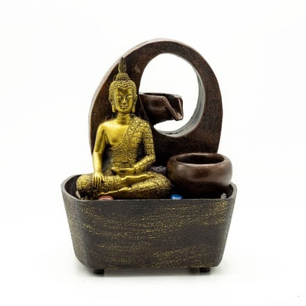 Tafelwaterornament - 21,5 cm - Gouden Boeddha en potten