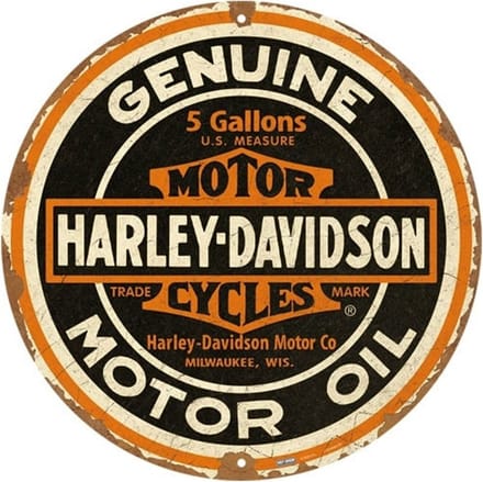 Rond Metaal Bord 35cm Harley-Davidson - Genuine Motor Oil