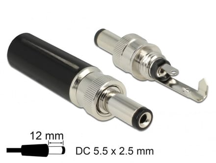 Delock Connector DC 5.5 x 2.5 mm with 12.0 mm length male soldering version