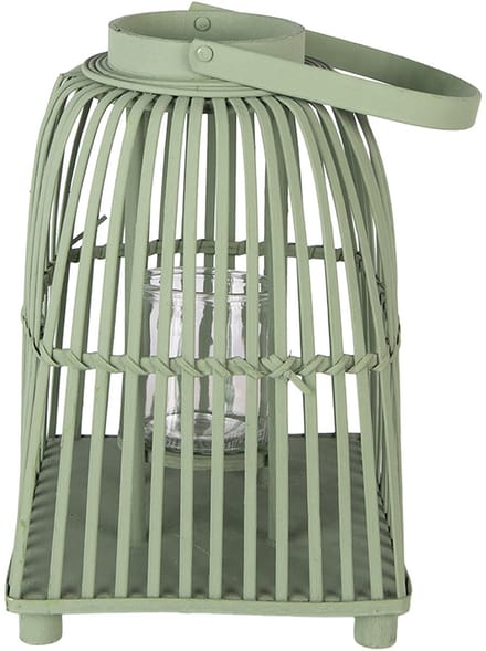Clayre & Eef Windlicht 24x24x36 cm Groen Rotan