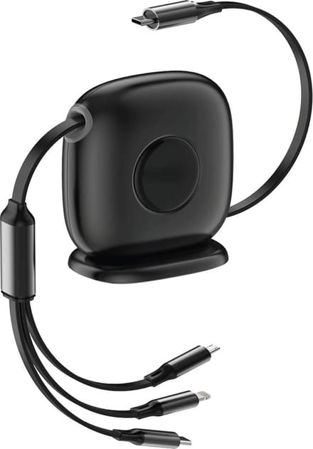 Uitrolbare USB C Kabel - 1.7M - USB C naar geschikt voor Apple Lightning naar USBC , USB-C naar USB-C en USB-C naar Micro USB - Snellader Oplader Kabels - Oplaadkabel