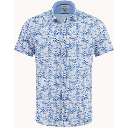 A Fish Named Fred A Fish Named Fred Overhemd Korte Mouw Sailing Boats Light Blue  3XL